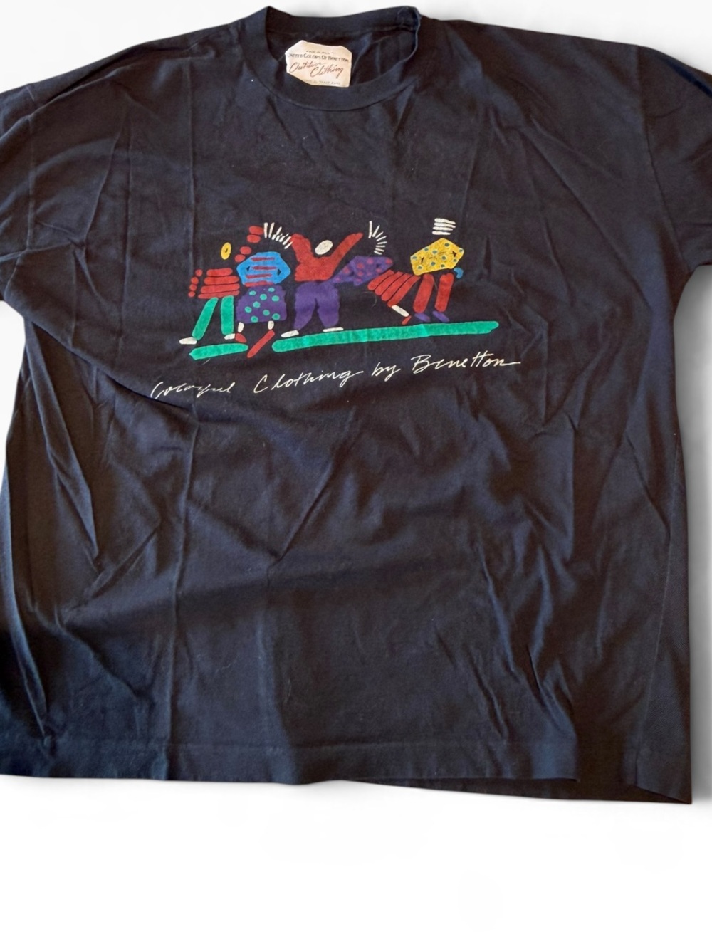 Vintage 80s United Colors Of Benetton black Short-Sleeve Tee fits M-L
